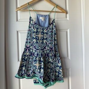 Anthropologie Meadow Rue Blue and Green Patterned Camisole